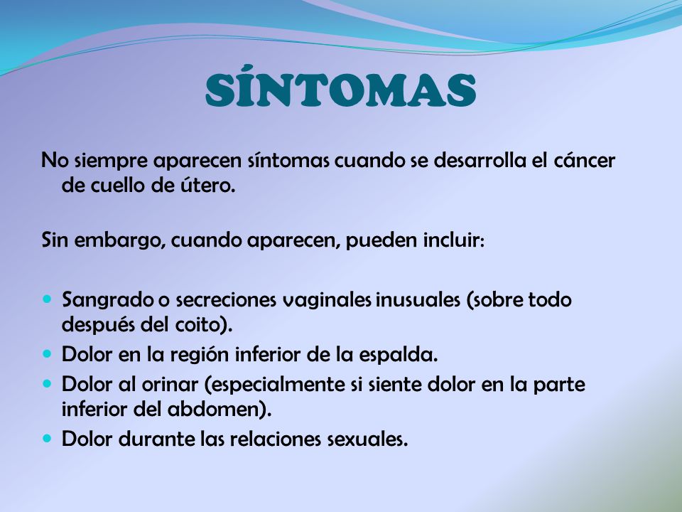 cancer al utero sintomas